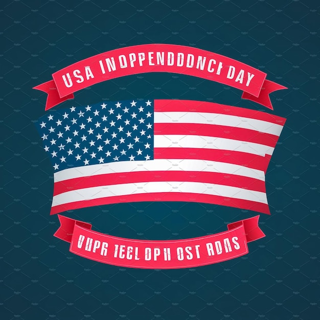 un poster per un giorno della bandiera americana con un nastro rosso intorno alla parte superiore