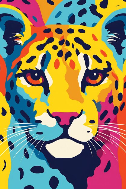 un poster per un leone con sopra un leopardo