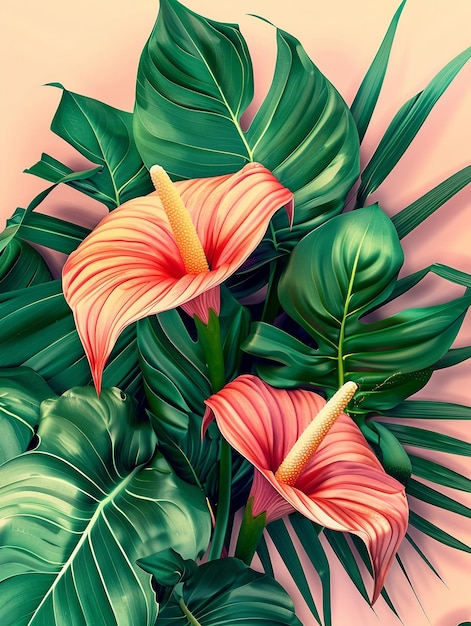 Un poster per un paradiso tropicale con piante tropicali