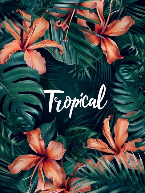 Un poster per un paradiso tropicale con piante tropicali