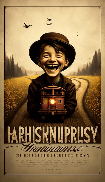 Un poster per un ragazzo con un treno sul davanti