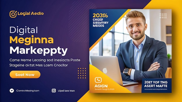un poster per un uomo con un laptop e un cartello che dice quote banana quote