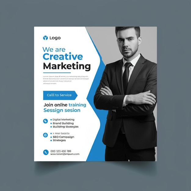 un poster per un uomo con un vestito che dice che siamo il marketing