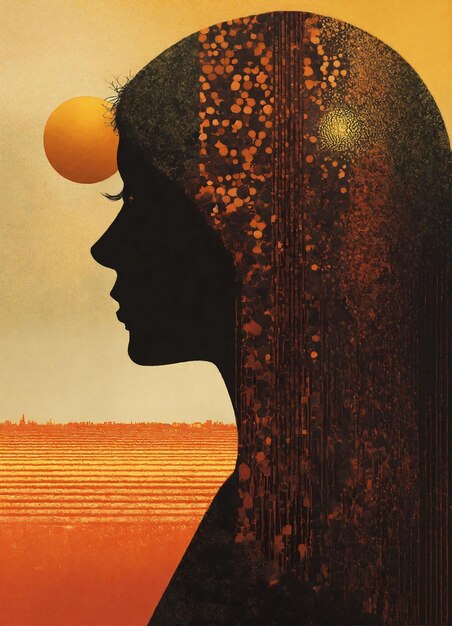 un poster per una donna con il sole sulla testa