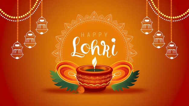un poster per una festa chiamata lohri con una candela al centro