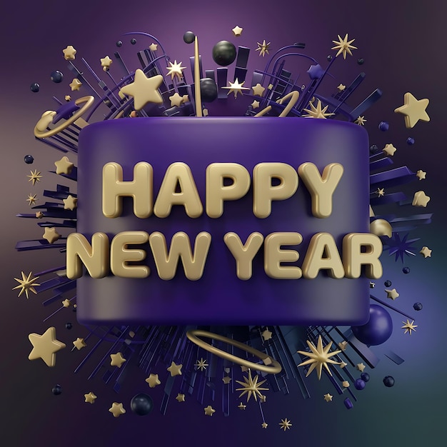 un poster viola con un buon anno nuovo su di esso