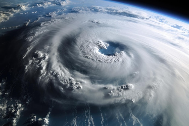 un potente uragano visto dallo spazio