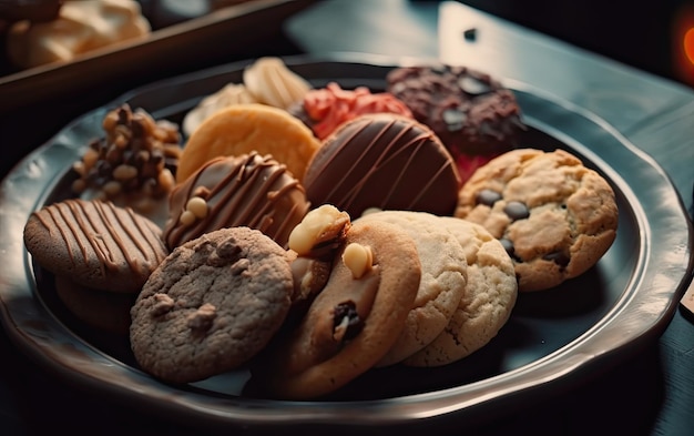 Un primo piano biscotti su uno sfondo caffè dolce cibo da forno da dessert ai generato