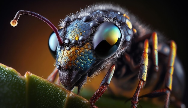 Un primo piano degli occhi di un'ape