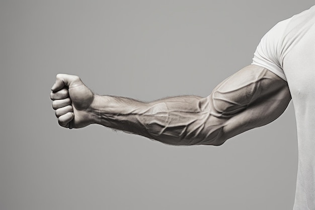 Un primo piano del braccio e dei muscoli del braccio di un uomo