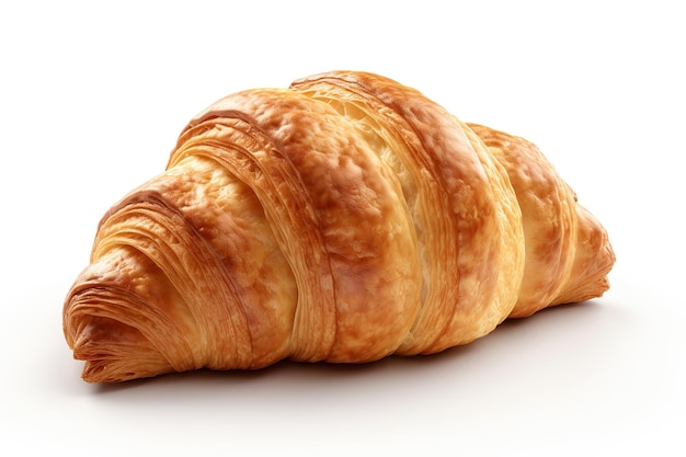 Un primo piano del croissant isolato su fondo bianco