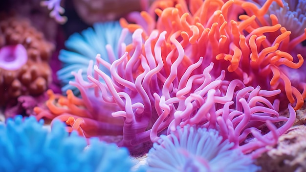 Un primo piano del morbido corallo colorato