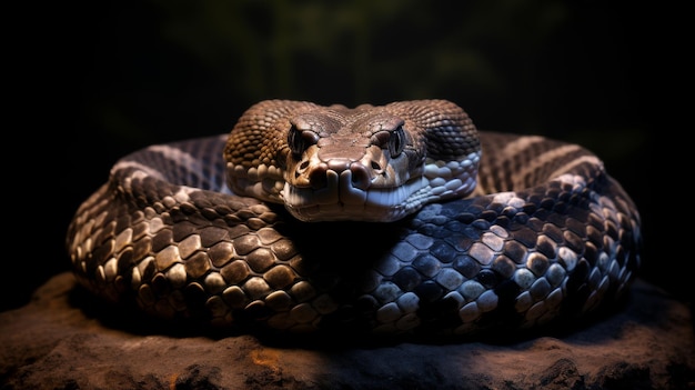 Un primo piano del serpente con la bocca aperta