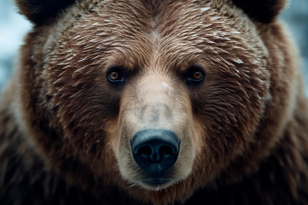 Un primo piano del volto di un orso bruno generato dall'IA