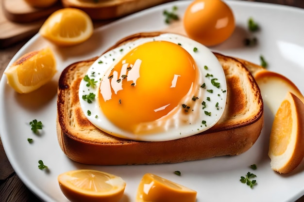 Un primo piano delizioso uovo su toast