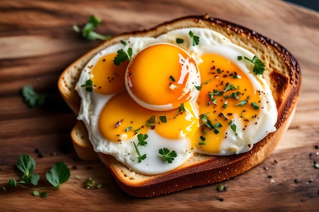 Un primo piano delizioso uovo su toast