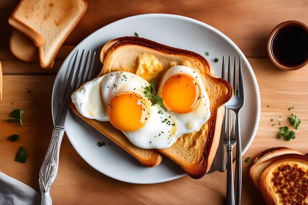 Un primo piano delizioso uovo su toast