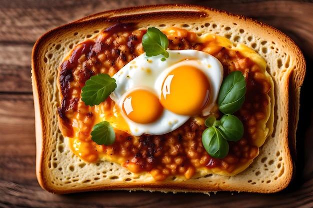 Un primo piano delizioso uovo su toast