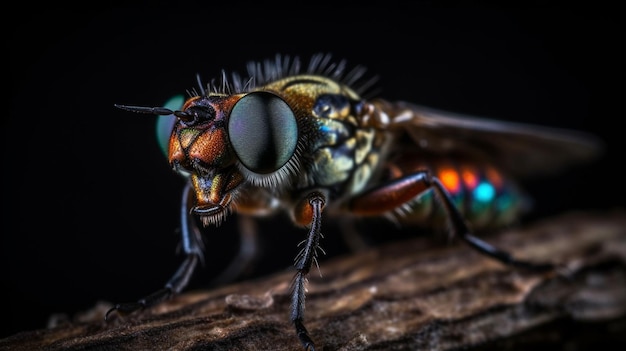 Un primo piano dell'intelligenza artificiale generativa degli occhi di una mosca