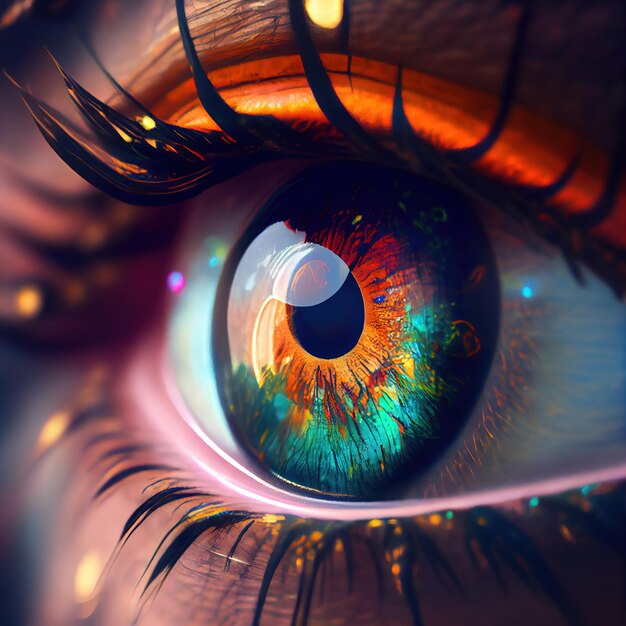 Un primo piano dell'occhio umano Primo piano della pupilla stupefacente