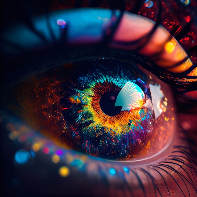 Un primo piano dell'occhio umano Primo piano della pupilla stupefacente