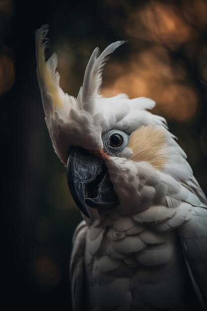 Un primo piano della testa di un cacatua