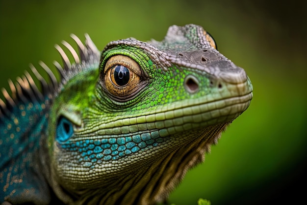 Un primo piano della testa di una lucertola chiamata hydrosaurus weberi