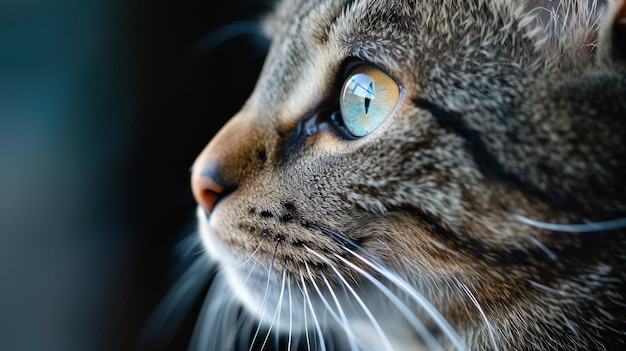 Un primo piano dello sbalorditivo sguardo affascinante del gatto dagli occhi blu