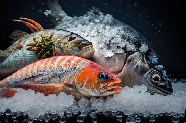 Un primo piano di alcuni frutti di mare freschi