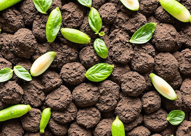 Un primo piano di biscotti al cioccolato con foglie verdi in cima.