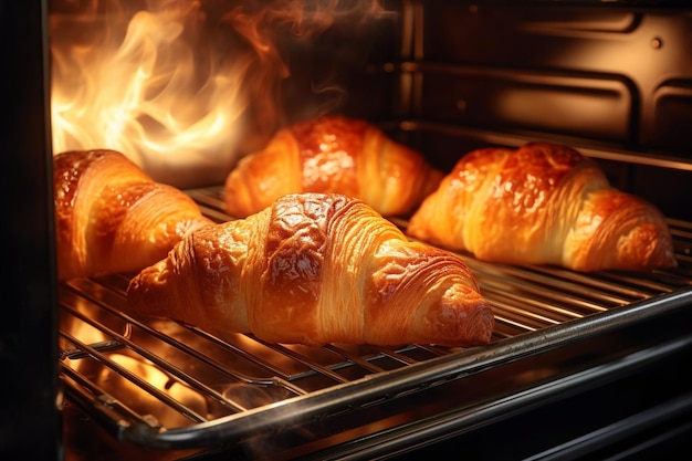 Un primo piano di croissant spruzzati di semi di sesamo