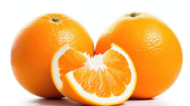 Un primo piano di due arance con una tagliata a metà.