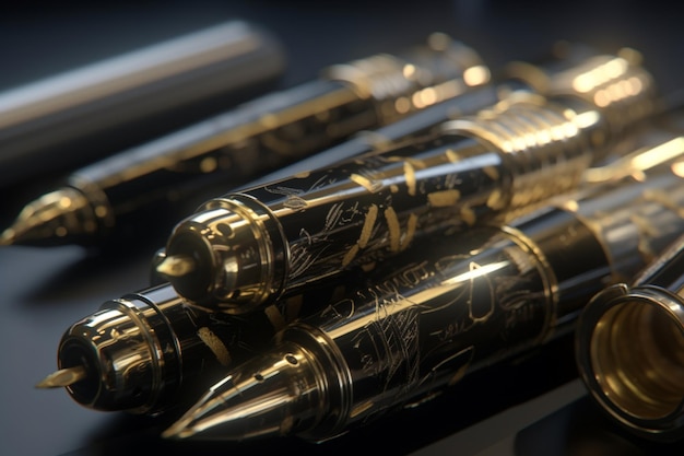 Un primo piano di due penne con la parola "oro" in alto.