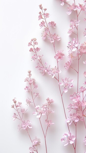 Un primo piano di fiori rosa su uno sfondo bianco