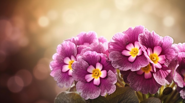 Un primo piano di fiori viola con un centro giallo