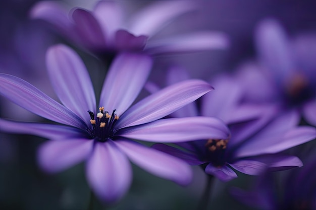 Un primo piano di fiori viola con uno sfondo sfocato