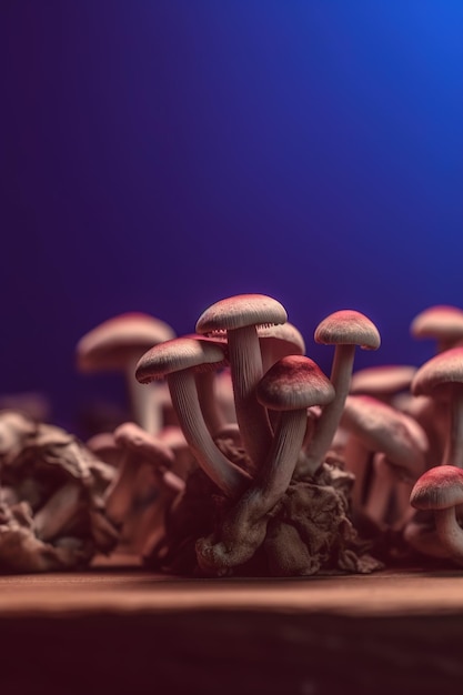 Un primo piano di funghi su un tavolo