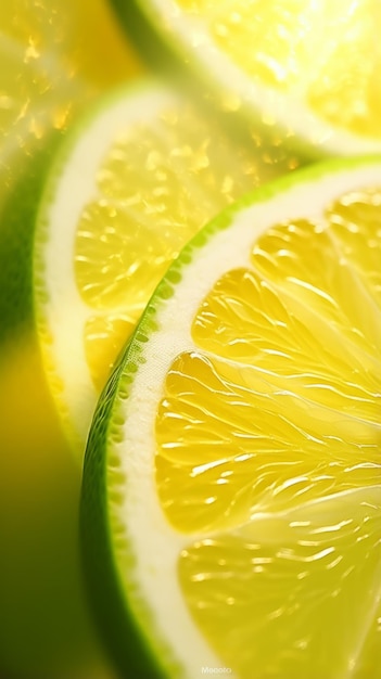 Un primo piano di limoni e lime a fette