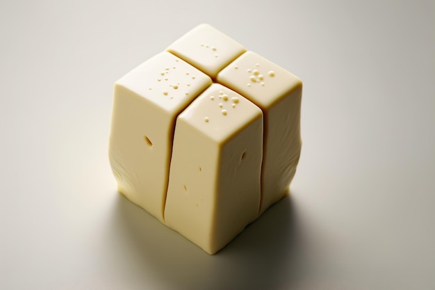 un primo piano di tofu su uno sfondo bianco