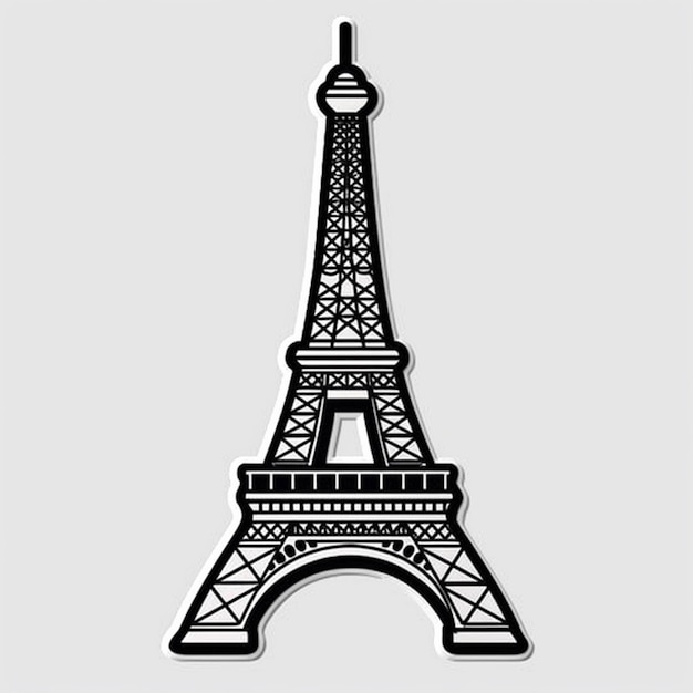 Un primo piano di un adesivo della torre Eiffel