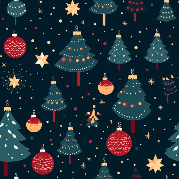 Un primo piano di un albero di natale con ornamenti e stelle generative ai