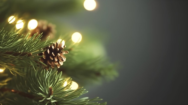 Un primo piano di un albero di Natale con una pigna su di esso