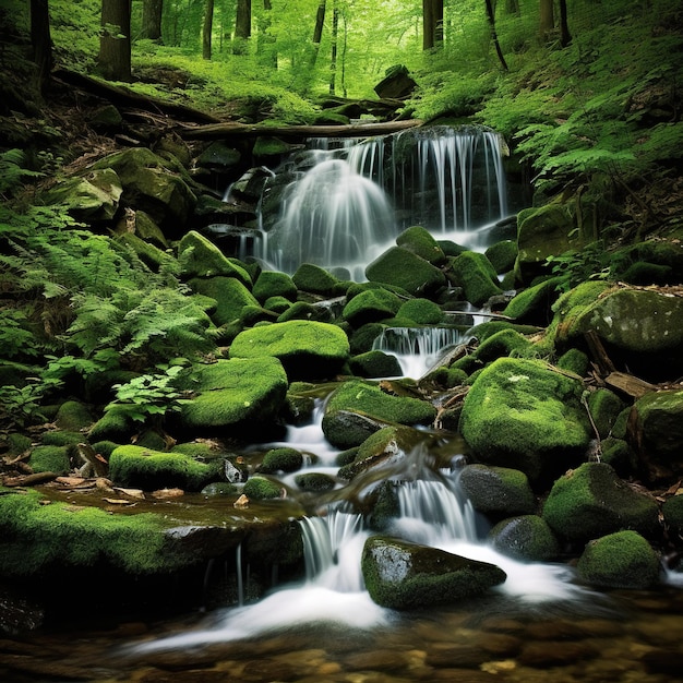 Un primo piano di un bellissimo ruscello di primavera