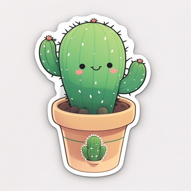 un primo piano di un cactus in una pentola con un sorriso sopra ai creativo