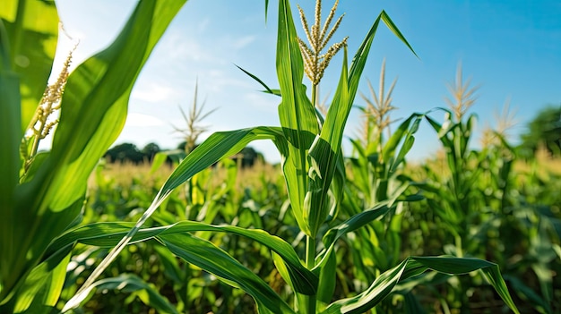 un primo piano di un campo di mais