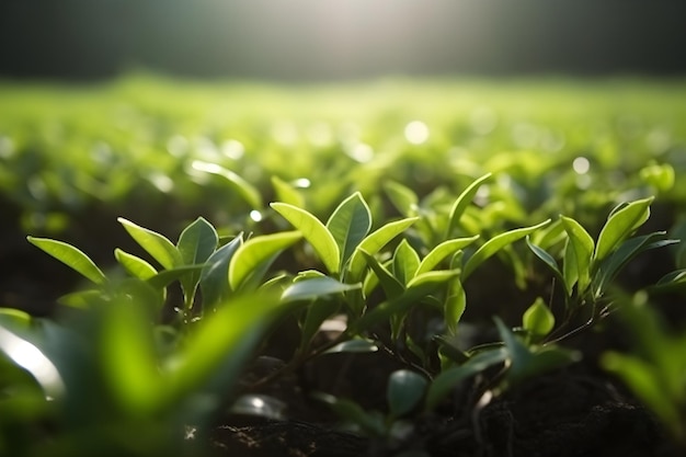 Un primo piano di un campo di piante verdi