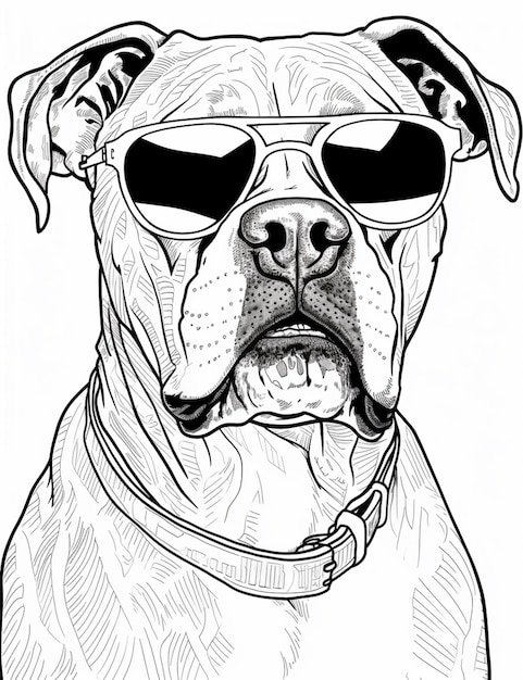 un primo piano di un cane che indossa occhiali da sole e un collare generativo ai