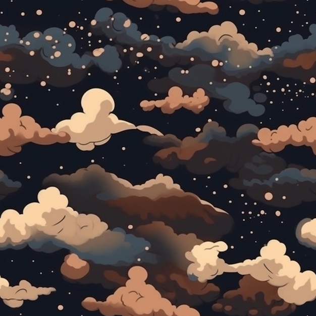 Un primo piano di un cielo con nuvole e stelle generative ai