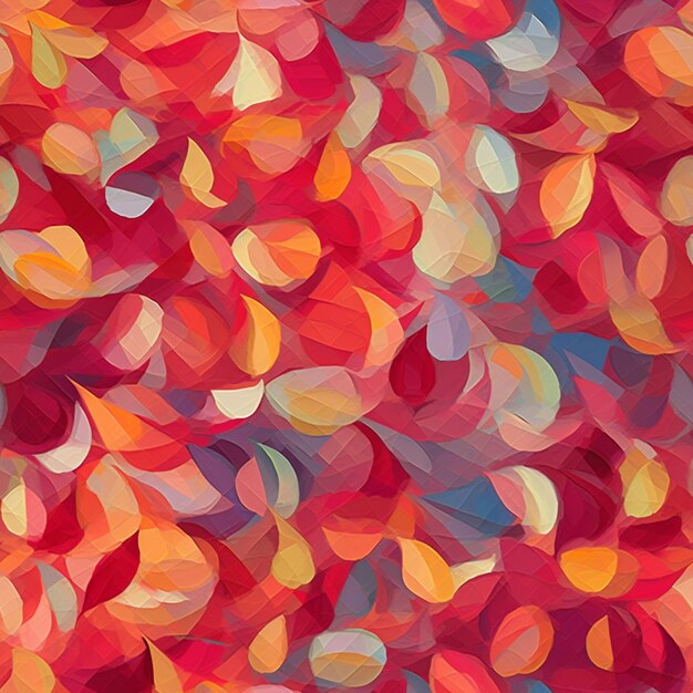 un primo piano di un colorato dipinto astratto di foglie generative ai