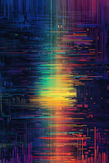Un primo piano di un colorato dipinto astratto di un arcobaleno generativo ai